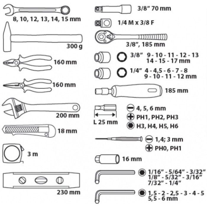 Универсальный набор инструментов Topex (135 предметов) (38D215)