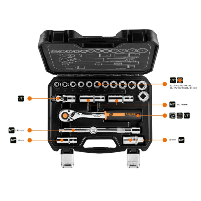 Набор сменных головок NEO Tools (1/2, 20 шт.) (10-032)