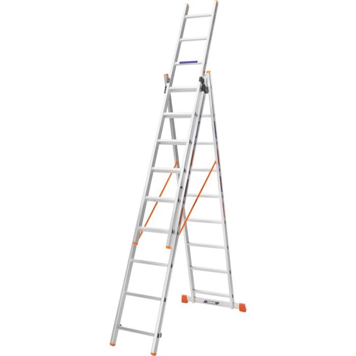 Лестница алюминиевая 3-х секционная BLUETOOLS (3х9 ступенек) (160-9006)