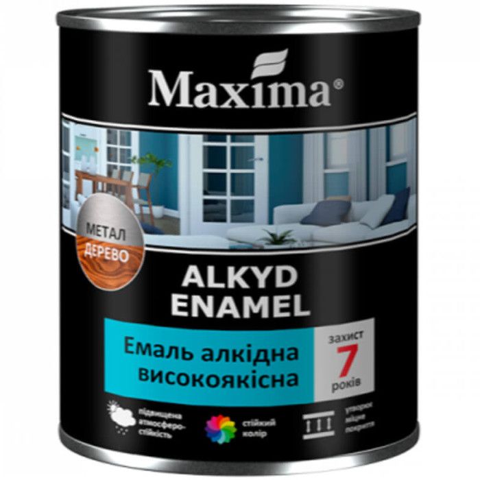 Емаль алкідна високоякісна, темно сіра, ТМ «Maxima» - 2,3 кг