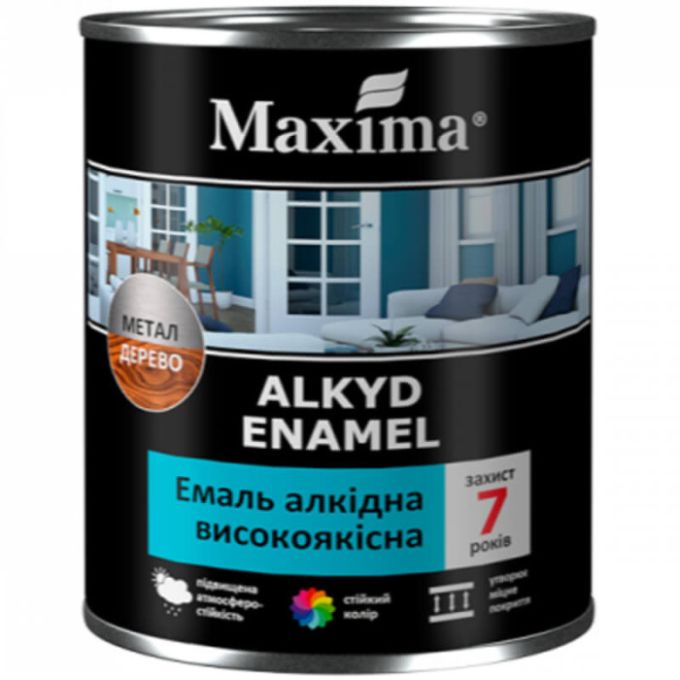Емаль алкідна високоякісна, темно сіра, ТМ «Maxima» - 2,3 кг