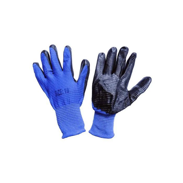 Рукавиці  стрейчеві сині з чорною ребристою заливкою "Рубілет" (12шт) ПТ-8033