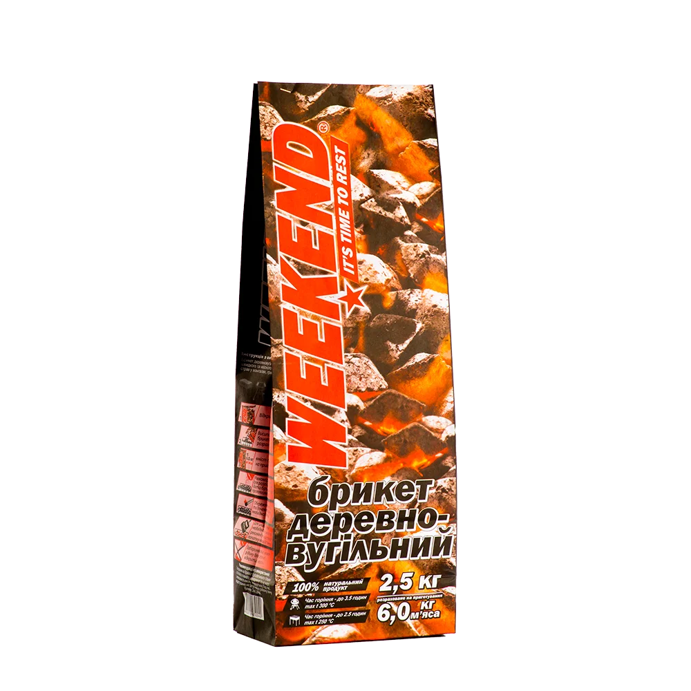 Брикеты деревоугольные TM "Weekend", 2,5 кг
