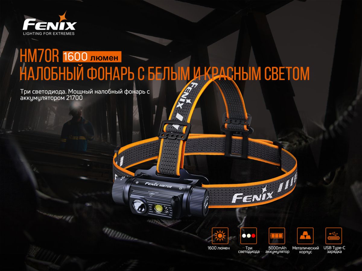 Фонарь налобный Fenix HM70R налобный Fenix HM70R