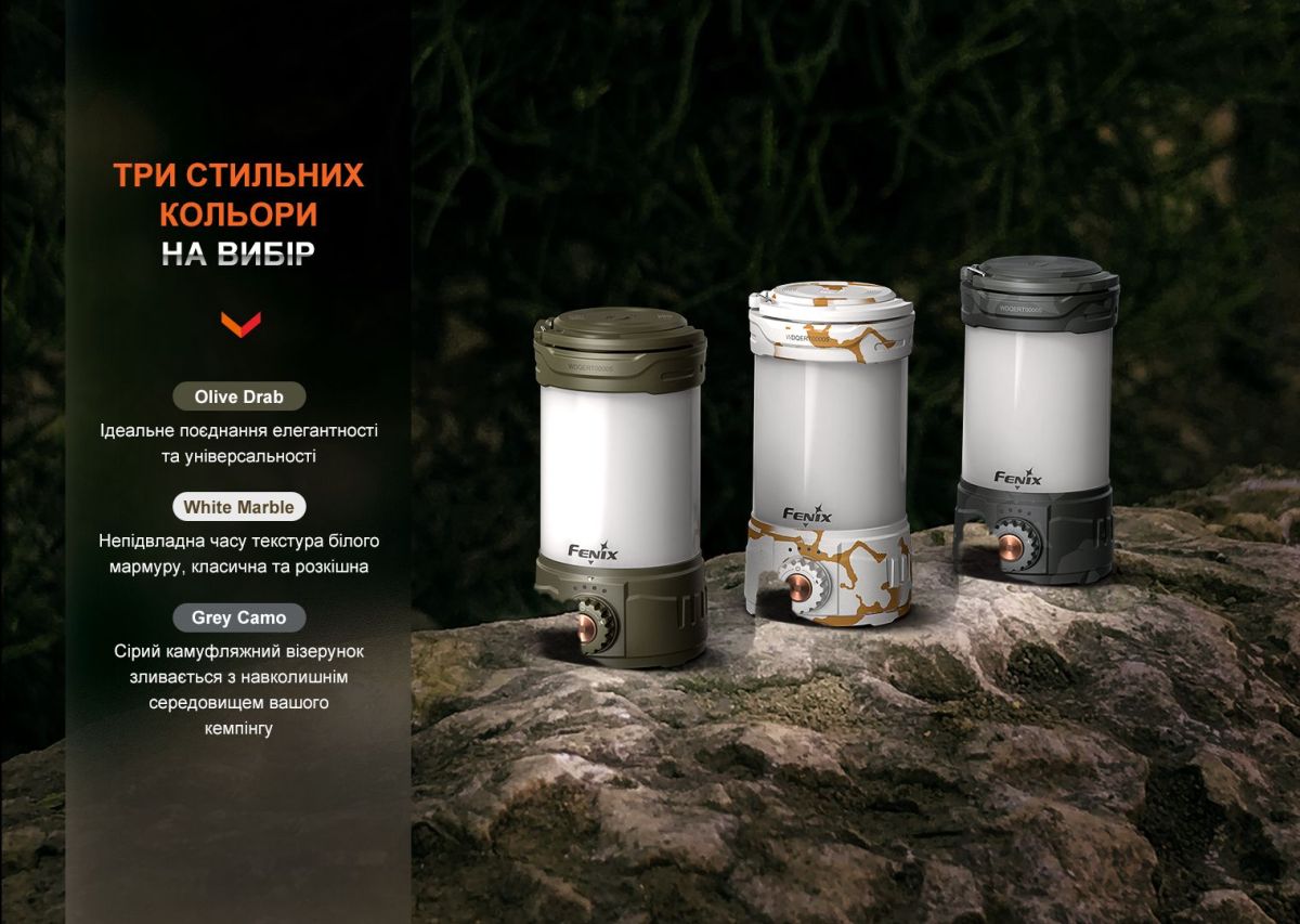 Ліхтар кемпінговий Fenix CL26R Pro, сірий камуфляж