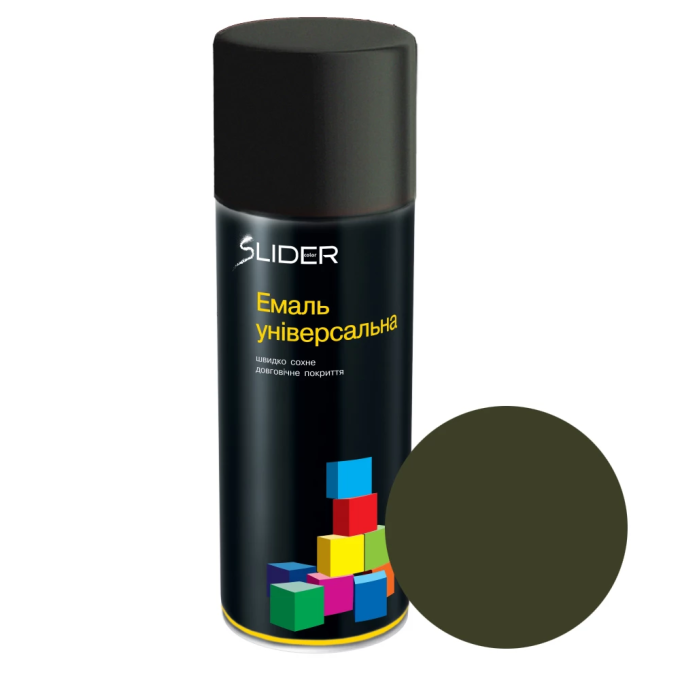 Эмаль SLIDER color универсальная 6006 хаки-масло матовое 400 мл
