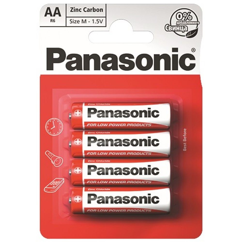 Батарейка R 6 RED ZINC, PANASONIC (R6REL/4BP)