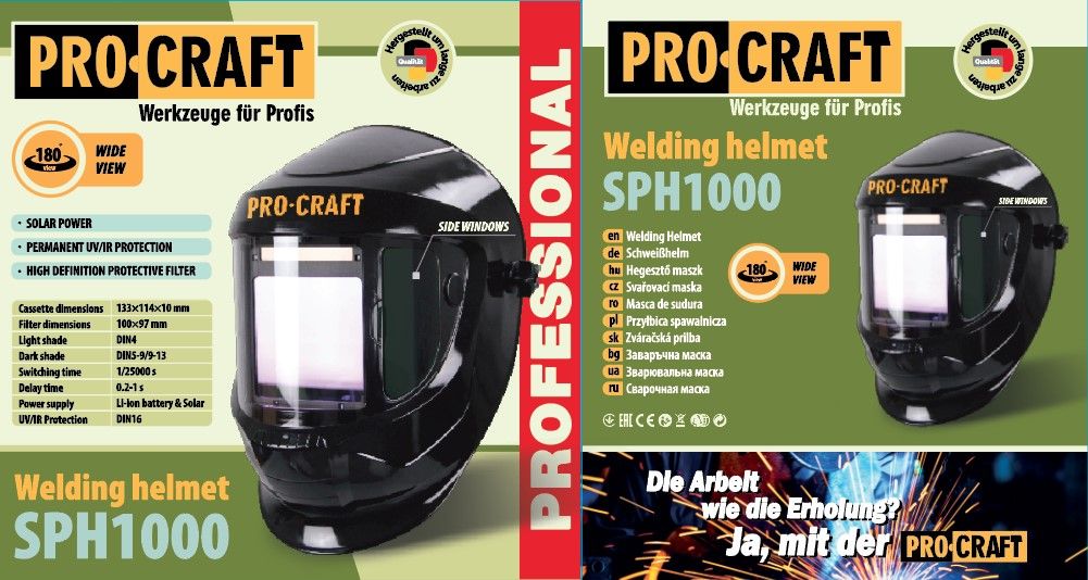 Маска зварювальна Procraft SPH1000 new