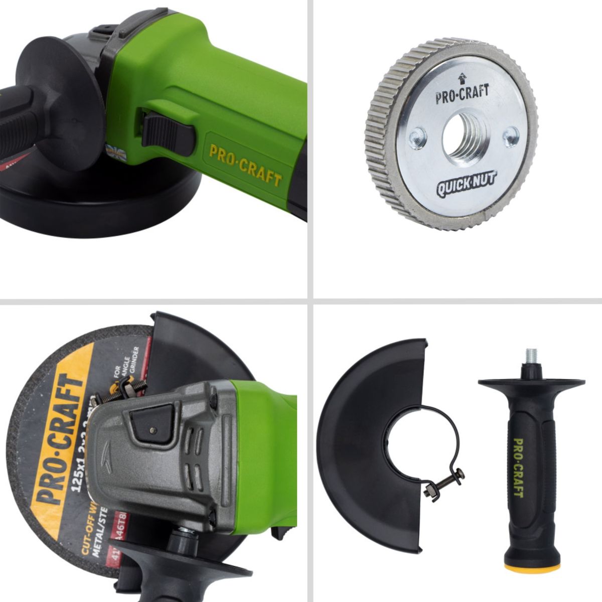 Кутошліфувальна машина Procraft PW1100E 125 мм + Швидкозатискна гайка Procraft M14