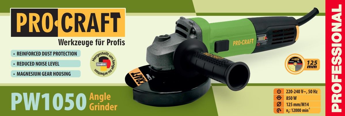 Углошлифовальная машина Procraft PW1050 125 мм
