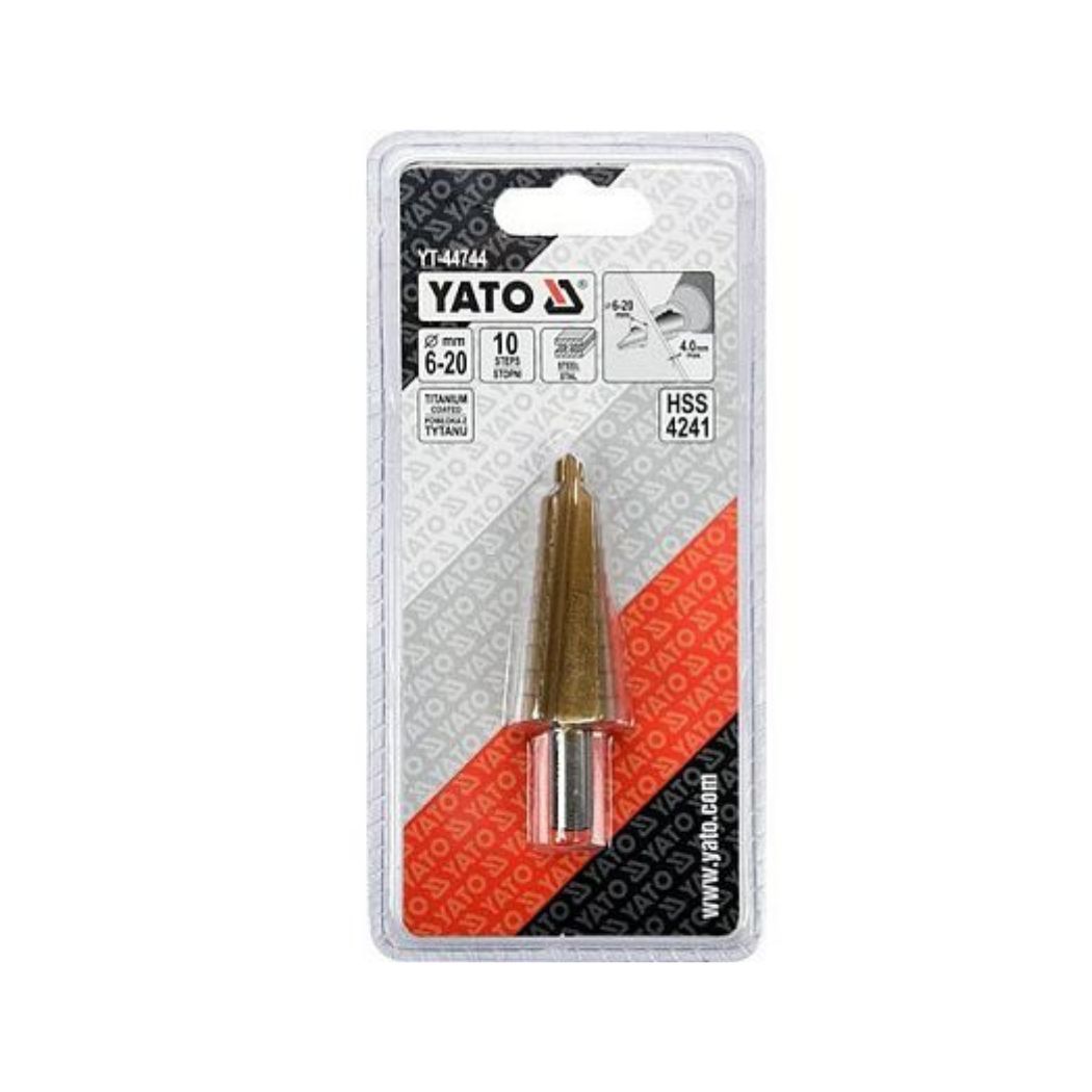 Свердло конічне ступінчасте титанове по металу YATO 6-20 мм, HSS 4241, L= 75/55 мм