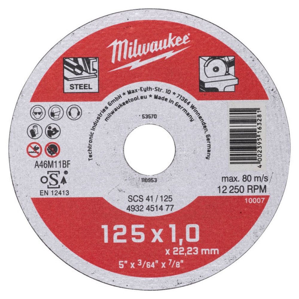 Відрізний диск для металу Milwaukee SCS 41/125х1