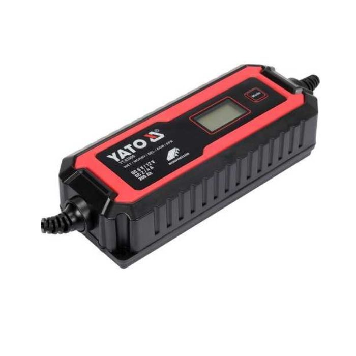 Зарядний прилад мережевий з LCD дисплеєм 230В YATO до акумуляторів 6V-2А 12V-8А, макс. 240 AГод