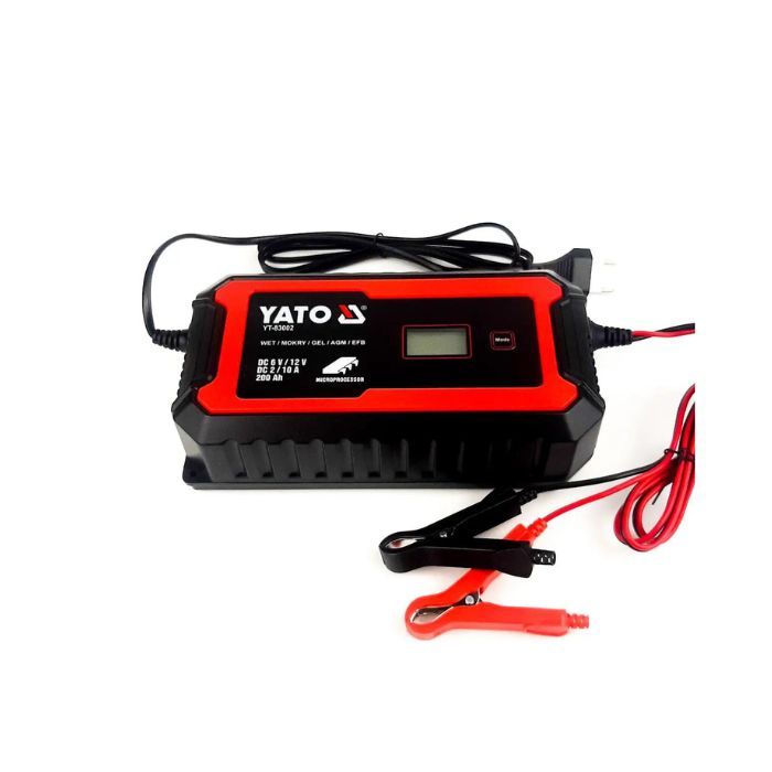 Зарядний прилад мережевий з LCD дисплеєм 230В YATO до акумуляторів 6V-2А 12V-10А, макс. 240 AГод