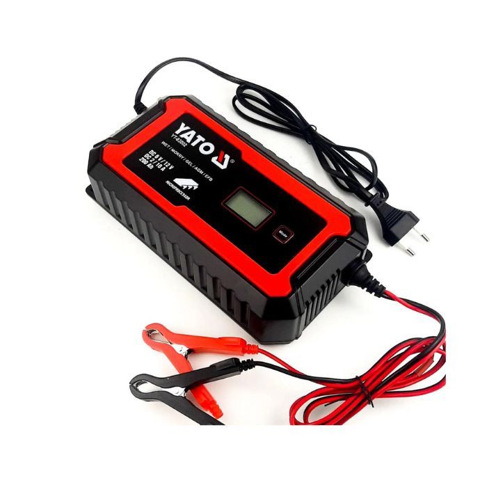 Зарядний прилад мережевий з LCD дисплеєм 230В YATO до акумуляторів 6V-2А 12V-10А, макс. 240 AГод