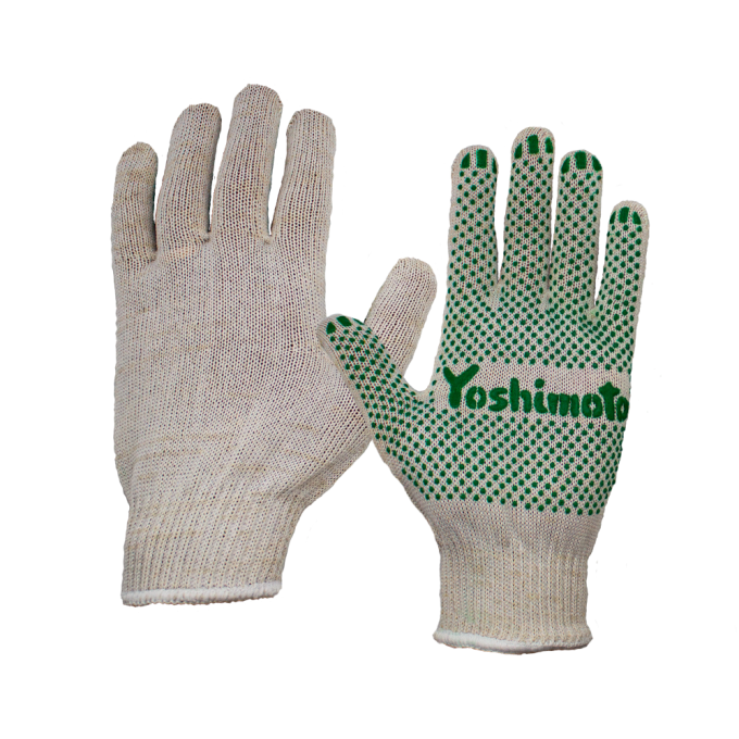 Рукавички Yoshimoto трикотажні із ПВХ-крапкою (білі)