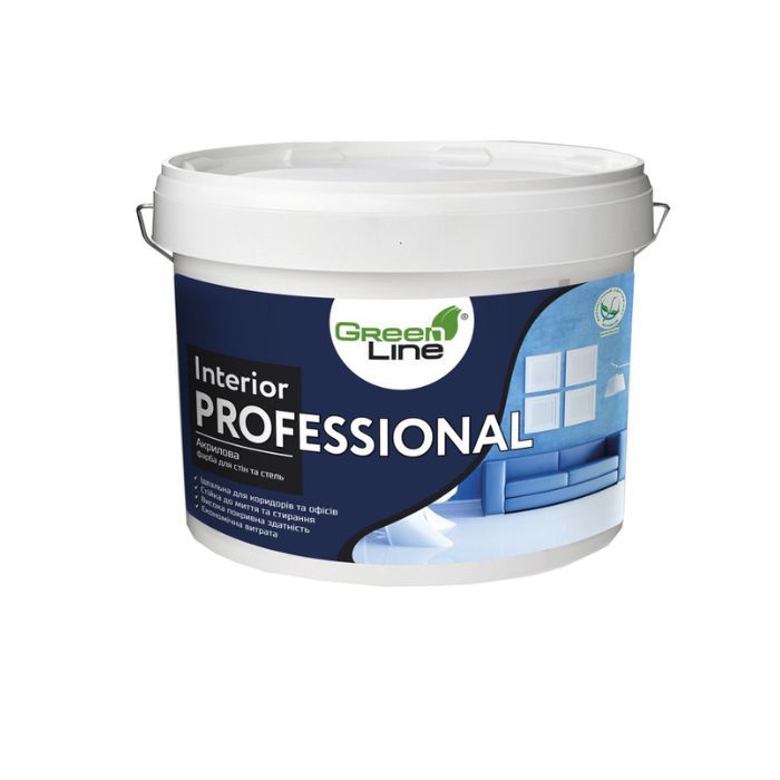Акрилова фарба для стін та стелі INTERIOR PROFESSIONAL, ТМ GREEN LINE