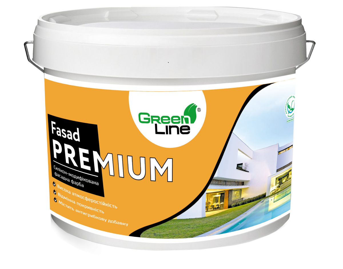 Силікон-модифікована фасадна фарба FASAD PREMIUM, ТМ GREEN LINE , 10 л