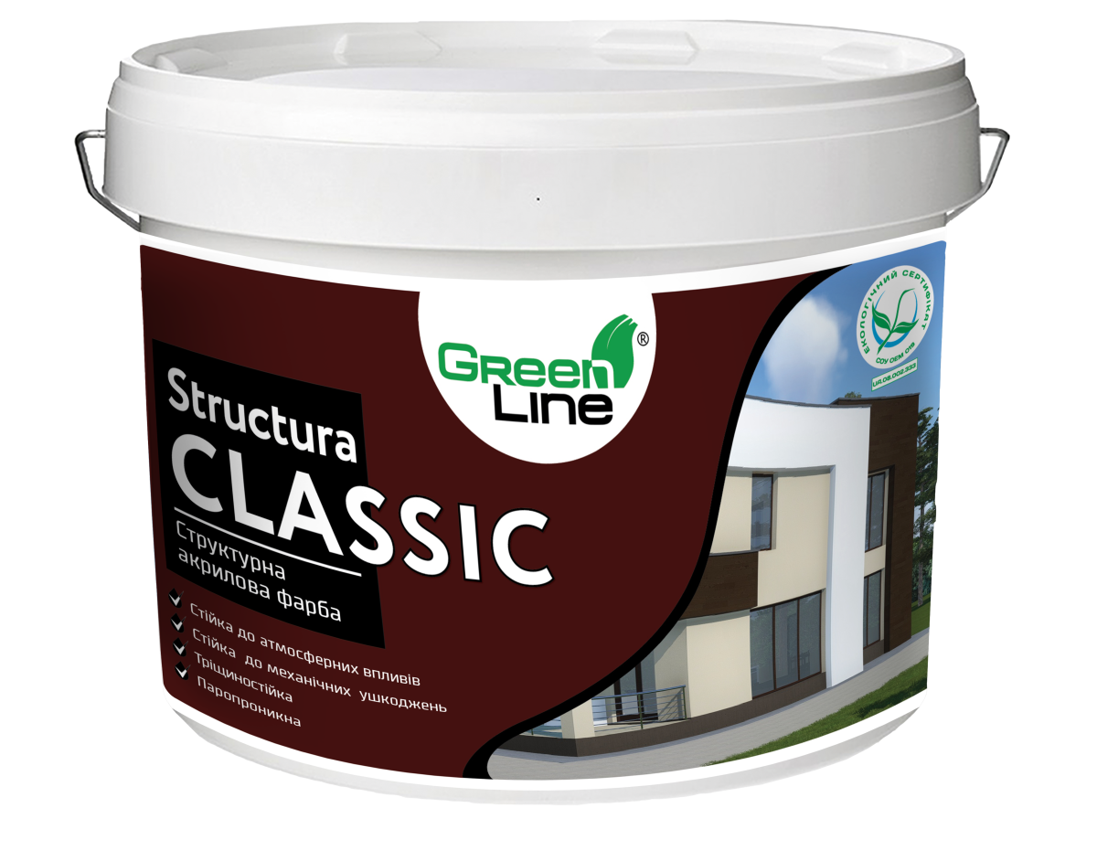 Структурна акрилова фарба STRUCTURA CLASSIC, ТМ GREEN LINE, 16 кг