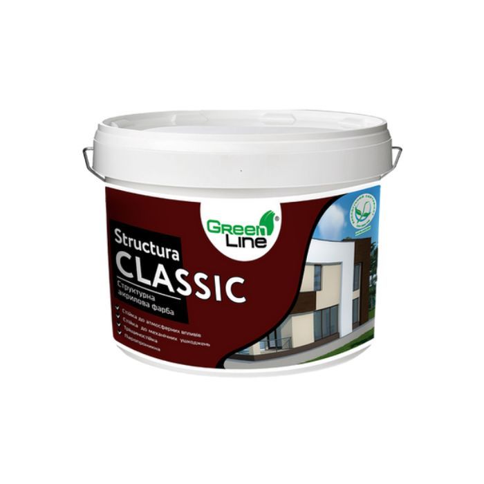 Структурна акрилова фарба STRUCTURA CLASSIC, ТМ GREEN LINE, 16 кг