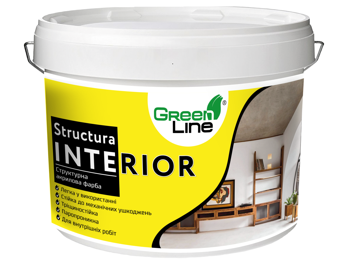 Структурна акрилова фарба STRUCTURA INTERIOR, ТМ GREEN LINE, 15 кг, 15 л