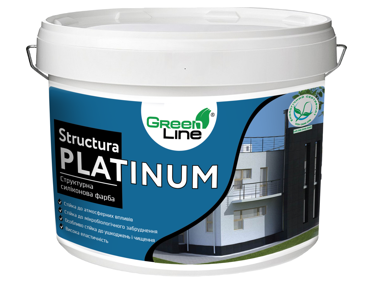 Структурна силіконова фарба Green Line Structura Platinum, 16 кг