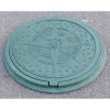 Люк садовый полимерпесчаный канализационный "УКРАИНА" зеленый, 17 кг, d=735 мм (1,5т)