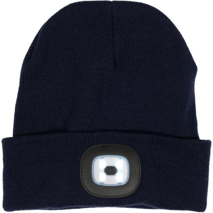 Шапка зимова темно-синя VOREL з акумуляторним- 3,7 В ліхтарем 120 Lm
