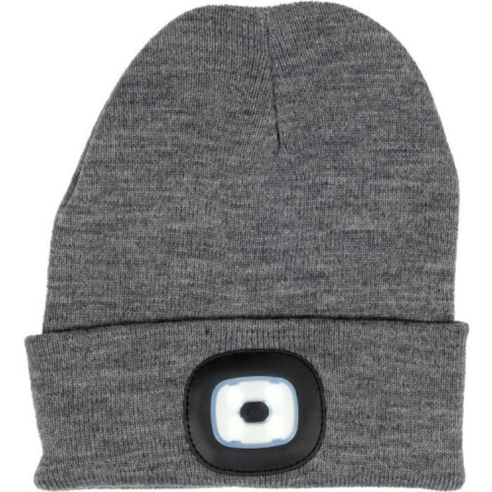 Шапка зимова сіра VOREL з акумуляторним- 3,7 В ліхтарем 120 Lm