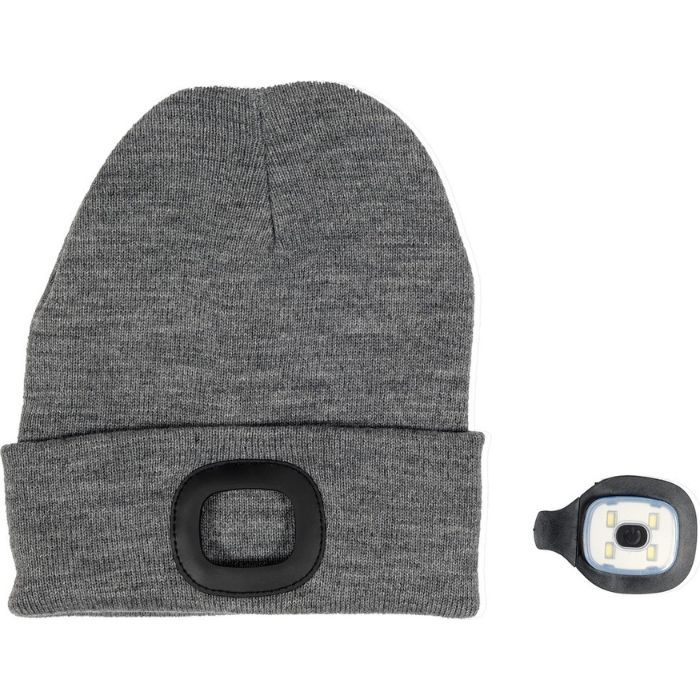 Шапка зимова сіра VOREL з акумуляторним- 3,7 В ліхтарем 120 Lm