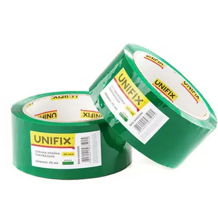 Лента клейкая упаковочная 40 мкм 45 мм 200 зеленая UNIFIX