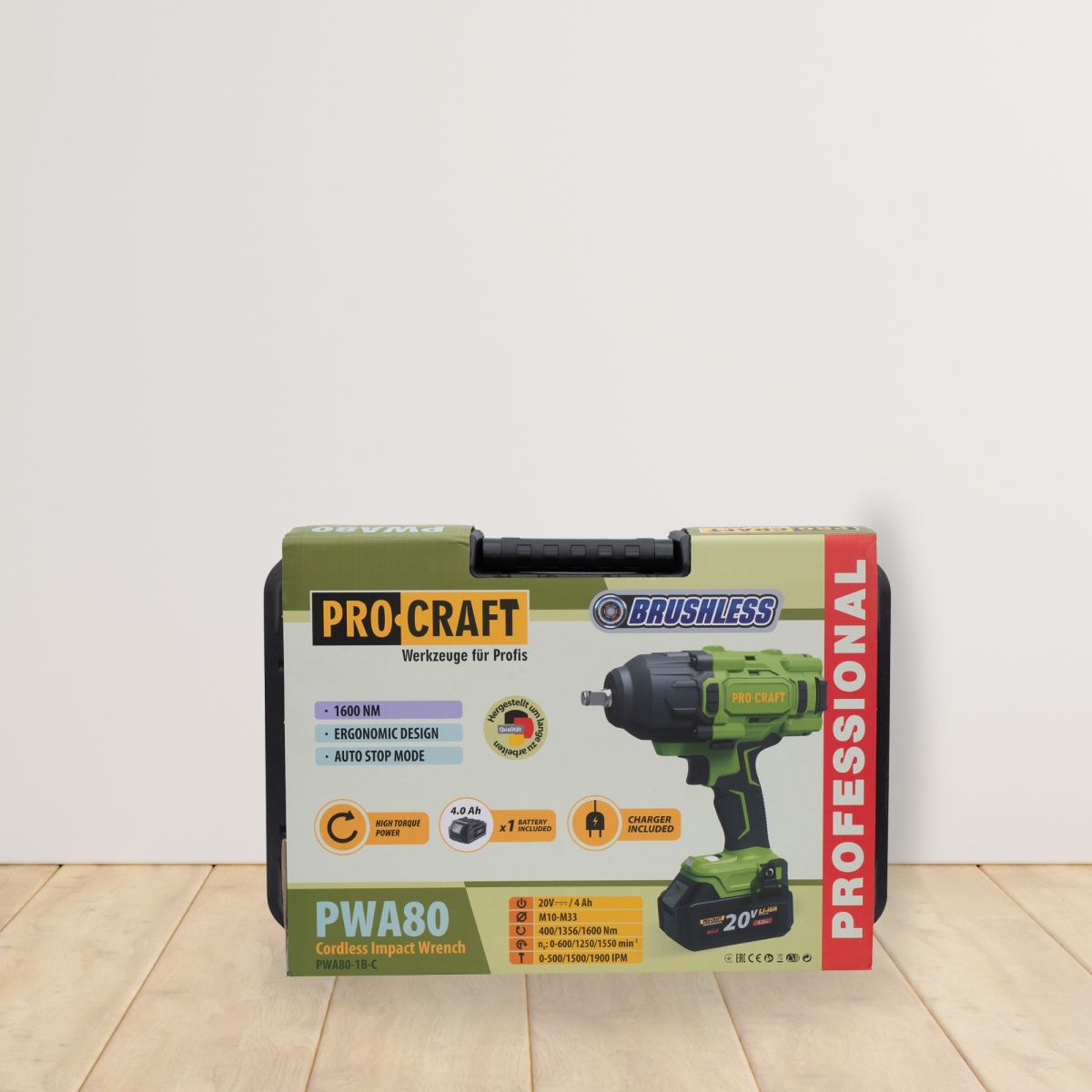 Аккумуляторный гайковерт Procraft PWA80 Кейс (с 1 АКБ и ЗУ)