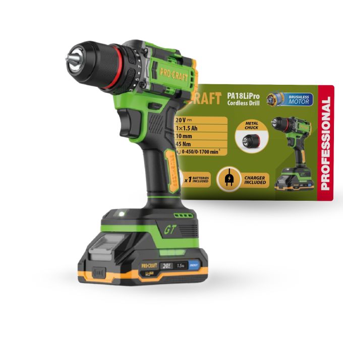 Шуруповерт Procraft PA18LiPro (з 1 акб та зп)