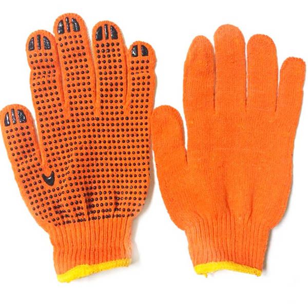 Рукавички робочі помаранчеві з ПВХ крапкою 10 клас, р.10