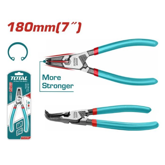 Плоскогубці стопорні зігнуті 7"/180 мм TOTAL