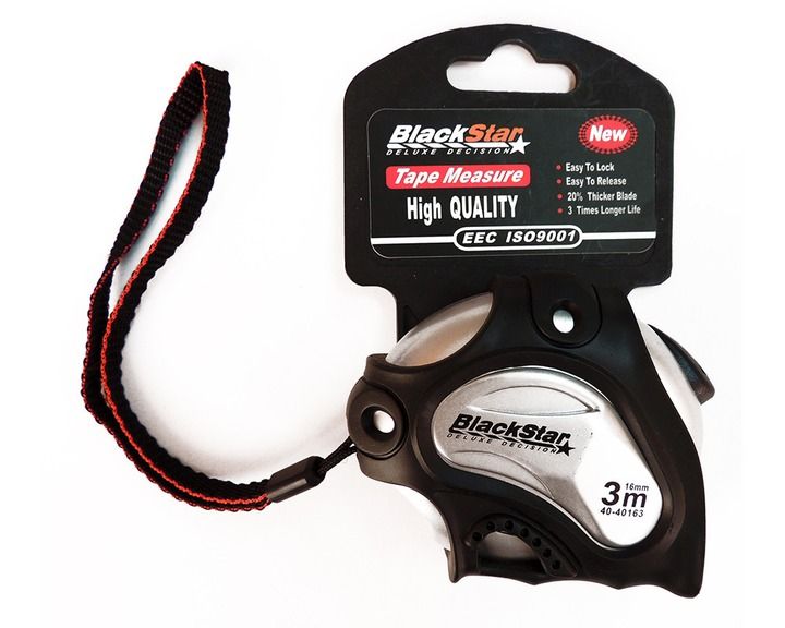 0-40163 (20163) Рулетка Self lock POWER TAPE +Mg 3м*16мм "BlackStar"