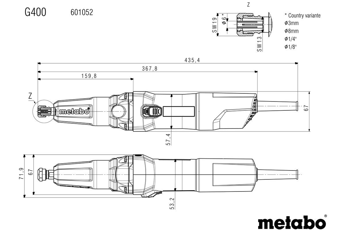 Прямошліфмашина G 400 Metabo 400 Вт
