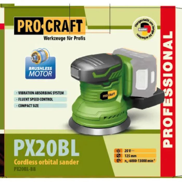 Перезаряжаемый эксцентричный шлифование Procraft PX20BL (без батареи и RF)