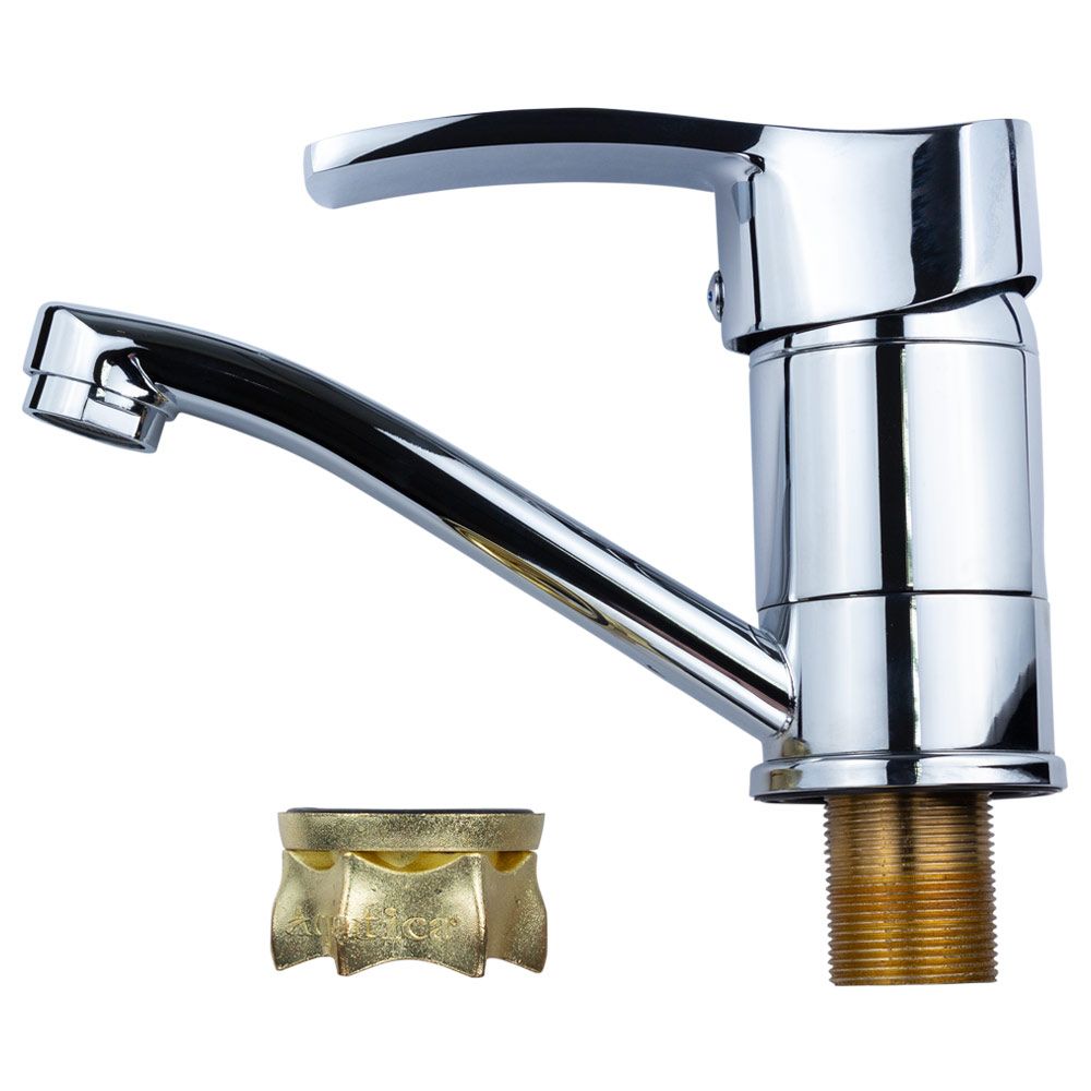 Смеситель MD Ø40 для кухни гусак прямой 150мм на гайке AQUATICA MD-1B141C