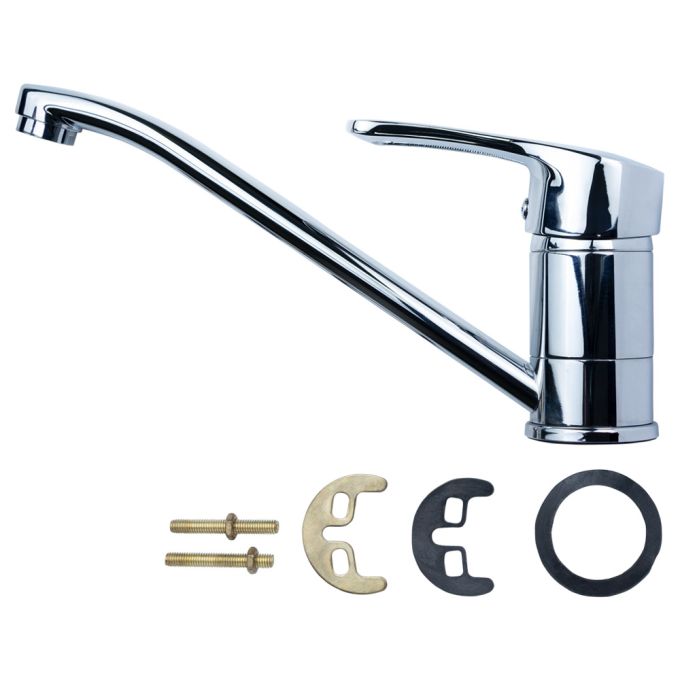 Змішувач MD Ø40 для кухні гусак прямий 250мм на шпильці AQUATICA MD-2B244C