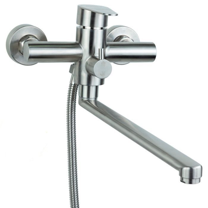 Смеситель HT Ø35 для ванны гусак прямой 325мм дивертор встроенный картриджный SS AQUATICA HT-2C271P