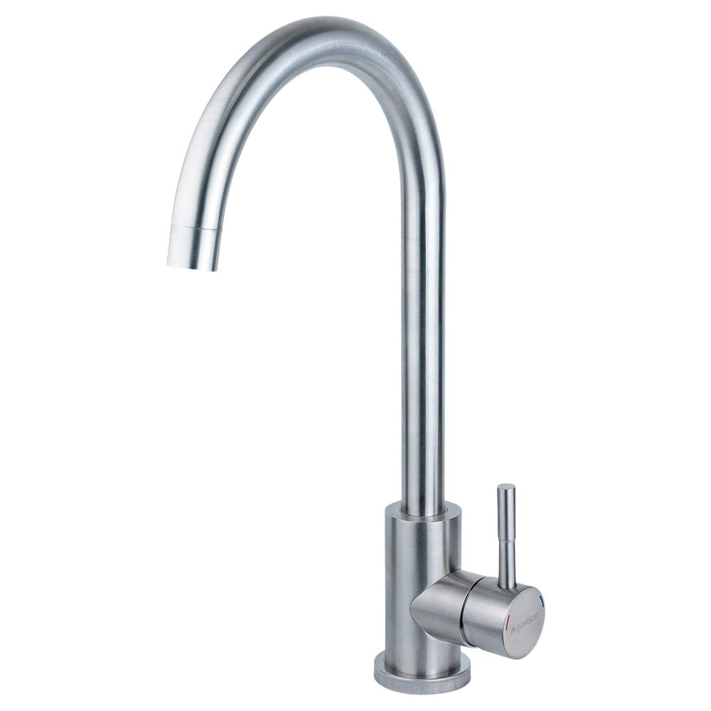 Змішувач KT Ø35 для кухні гусак вухо на гайці SS AQUATICA KT-4B170P