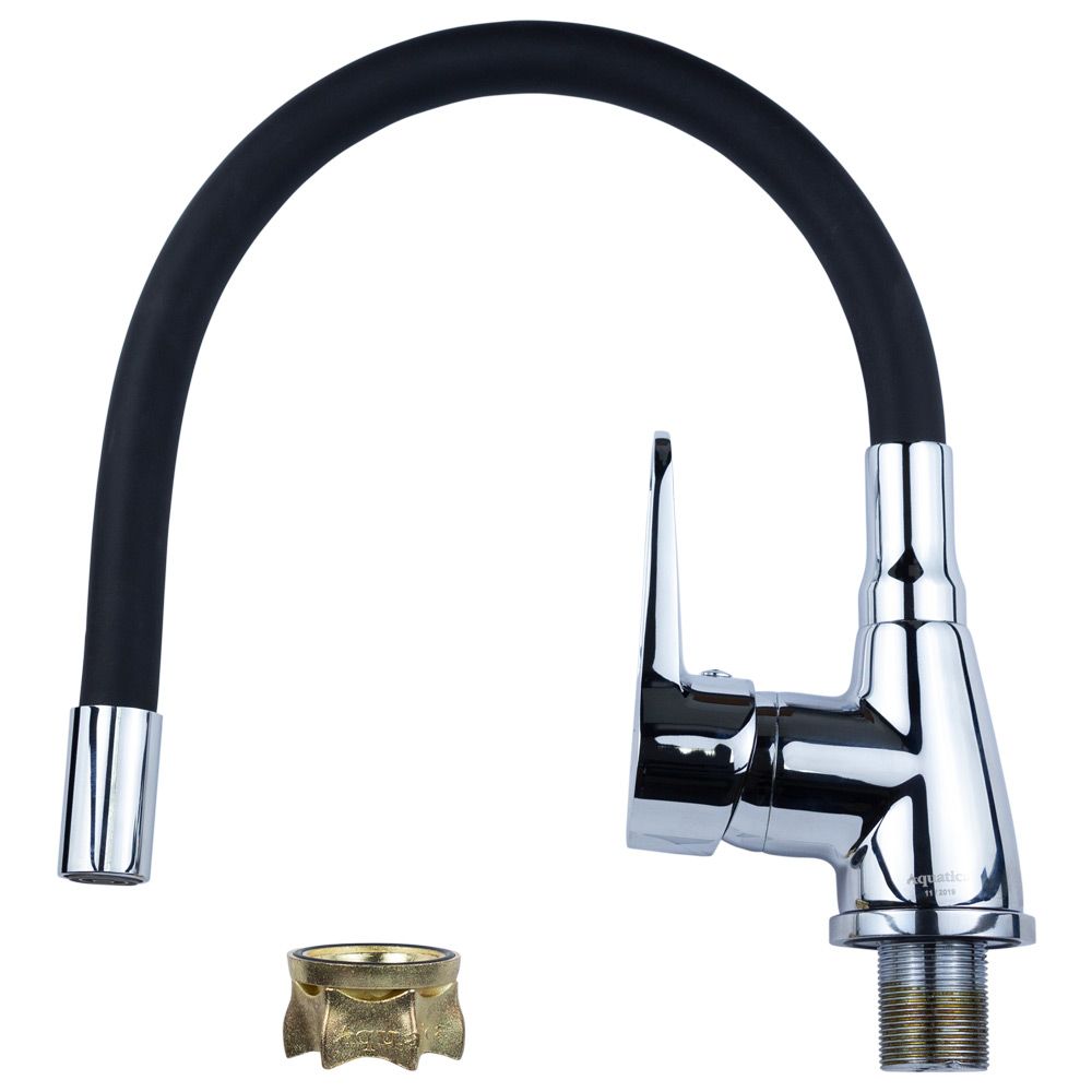 Змішувач HL Ø35 для кухні гусак силіконовий на гайці AQUATICA HL-4B530C