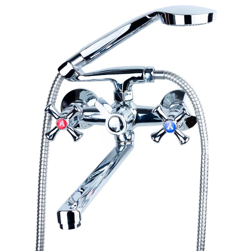 Смеситель PL 1/2" для ванны гусак прямой 350мм дивертор встроенный картриджный AQUATICA PL-2C255C