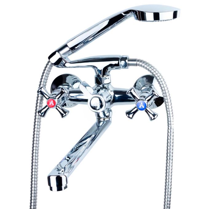 Змішувач PL 1/2" для ванни гусак прямий 350мм дивертор вбудований картріджний AQUATICA PL-2C255C