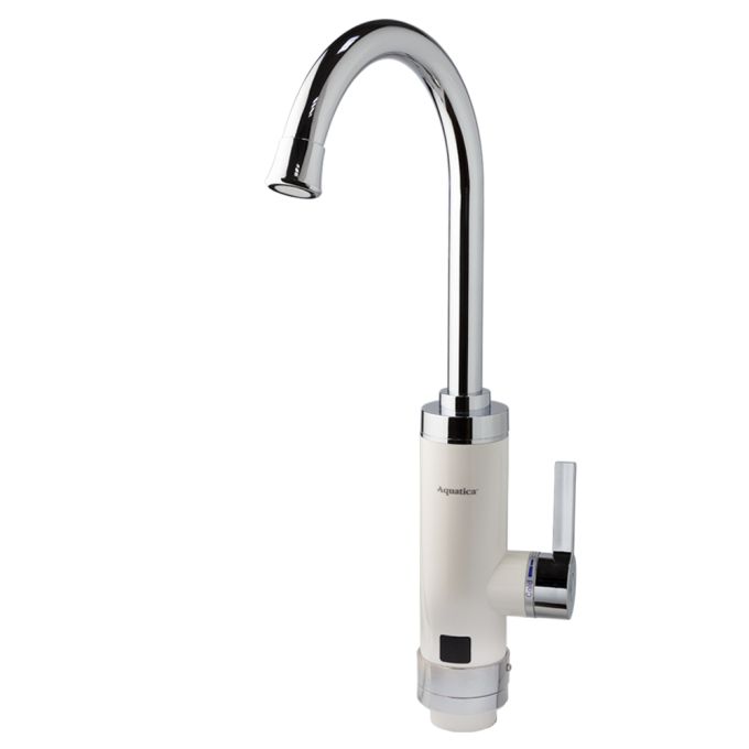 Кран-водонагрівач проточний HZ 3.0кВт 0.4-5бар для кухні гусак вухо на гайці (W) AQUATICA HZ-6B143W