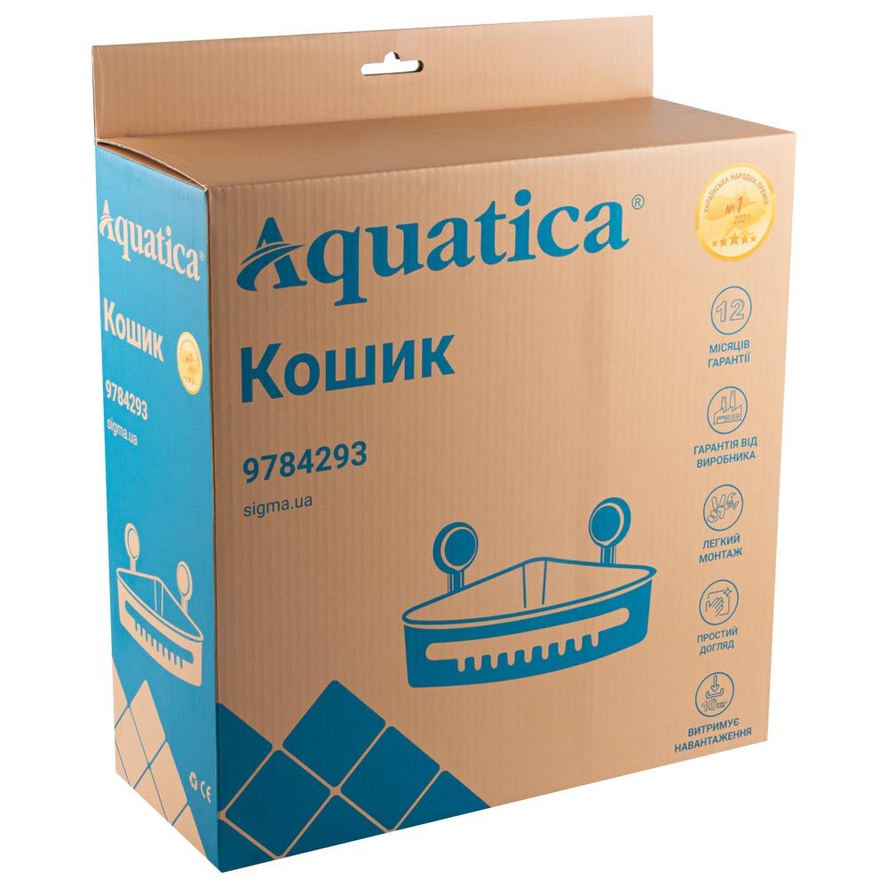 Кошик на вакуумних присосках кутовий s42 255×255×105мм AQUATICA