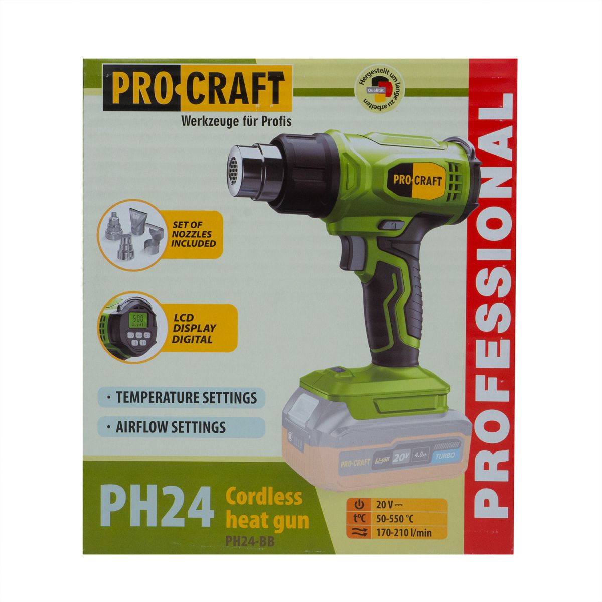 Акумуляторний фен промисловий Procraft PH24 (без акб та зп)