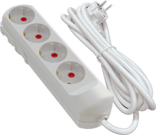 Подовжувач мережевий VIROK: l= 3 м, з 4 гніздами із заземленням