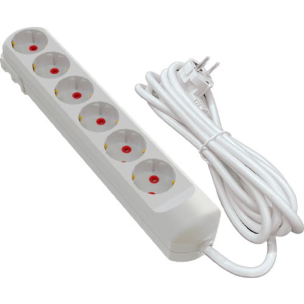 Подовжувач мережевий VIROK: l= 5 м, з 6 гніздами із заземленням